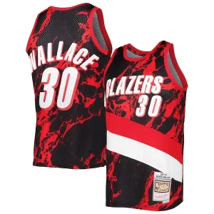 Meraviglioso Rasheed Wallace Portland Trail Blazers 1999/00 Hardwood Classics Marble Swingman Jersey Black