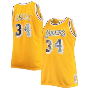 Meraviglioso Shaquille O'Neal Los Angeles Lakers Big & Tall 1996 97 NBA 75th Anniversary Diamond Swingman Jersey Gold