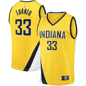 Meraviglioso Trendy Prestigioso Myles Turner Indiana Pacers Fast Break Replica Jersey Statement Edition Gold