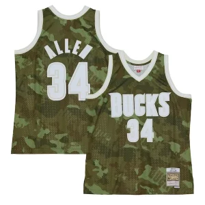 Ottimo Gorgeous Versatile Ray Allen Milwaukee Bucks Hardwood Classics 2000/01 Ghost Green Swingman Jersey Camo
