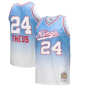 Ottimo Moderno Reggie Theus Sacramento Kings 1985/86 Hardwood Classics Fadeaway Swingman Player Jersey White/Light Blue