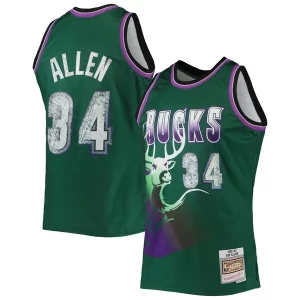 Ottimo Ray Allen Milwaukee Bucks 1996/97 Hardwood Classics NBA 75th Anniversary Diamond Swingman Jersey Green