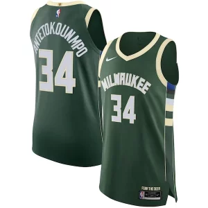 Pratico Carino Giannis Antetokounmpo Milwaukee Bucks Nike Authentic Jersey Association Edition Hunter Green