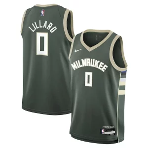 Pratico Duraturo Damian Lillard Milwaukee Bucks Nike Youth Swingman Jersey Icon Edition Hunter Green