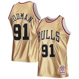 Pratico Incantevole Dennis Rodman Chicago Bulls 75th Anniversary 1997/98 Hardwood Classics Swingman Jersey Gold