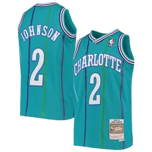 Pratico Larry Johnson Charlotte Hornets Youth 1992/93 Hardwood Classics Swingman Jersey Teal