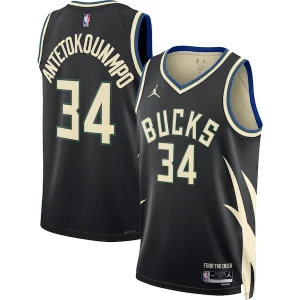 Pratico Moderno Resistente Giannis Antetokounmpo Milwaukee Bucks Jordan Brand Unisex Swingman Jersey Statement Edition Black