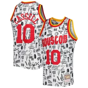 Prestigioso Comodo Sam Cassell Houston Rockets 1993/94 Hardwood Classics Doodle Swingman Jersey White