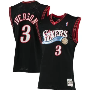 Prestigioso Cool Elegante Allen Iverson Philadelphia 76ers 2000/01 Big & Tall Hardwood Classics Swingman Jersey Black/Red/Royal/White
