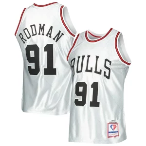 Prestigioso Dennis Rodman Chicago Bulls 1997/98 Hardwood Classics 75th Anniversary Swingman Jersey Platinum
