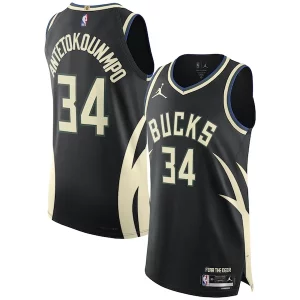 Prestigioso Gorgeous Pratico Giannis Antetokounmpo Milwaukee Bucks Jordan Brand Authentic Player Jersey Statement Edition Black