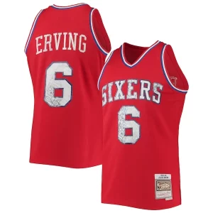 Prestigioso Julius Erving Philadelphia 76ers 1982/83 Hardwood Classics NBA 75th Anniversary Diamond Swingman Jersey Red
