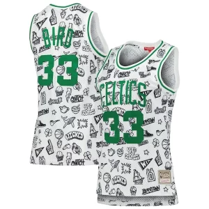 Prestigioso Larry Bird Boston Celtics Women's 1985 Doodle Swingman Jersey White