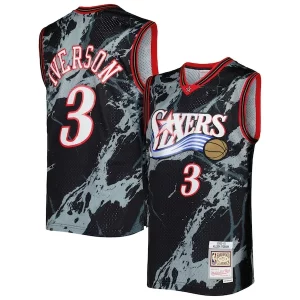 Prestigioso Meraviglioso Allen Iverson Philadelphia 76ers 2000/01 Hardwood Classics Marble Swingman Jersey Black