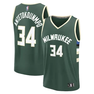 Classico Resistente Giannis Antetokounmpo Milwaukee Bucks Fast Break Replica Player Jersey Icon Edition Hunter Green