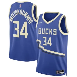 Raffinato Accattivante Giannis Antetokounmpo Milwaukee Bucks Nike Unisex 2024/25 Swingman Player Jersey City Edition Royal