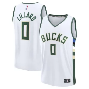 Raffinato Gorgeous Damian Lillard Milwaukee Bucks Fast Break Replica Player Jersey Association Edition White