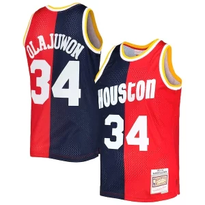 Raffinato Splendido Versatile Hakeem Olajuwon Houston Rockets Hardwood Classics 1993/94 Split Swingman Jersey Navy/Red