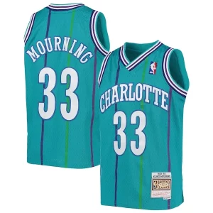 Robusto Alonzo Mourning Charlotte Hornets Youth 1992/93 Hardwood Classics Swingman Jersey Teal