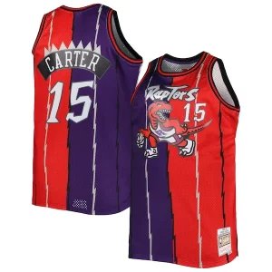 Robusto Vince Carter Toronto Raptors Big & Tall Hardwood Classics 1998/99 Split Swingman Jersey Purple/Red
