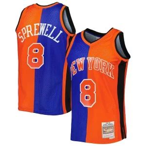Sofisticato Bellissimo Cool Latrell Sprewell New York Knicks Hardwood Classics 1998/99 Split Swingman Jersey Blue/Orange