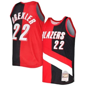Sofisticato Magnifico Ottimo Clyde Drexler Portland Trail Blazers Hardwood Classics 1991/92 Split Swingman Jersey Red/Black