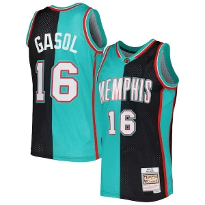 Sofisticato Pau Gasol Memphis Grizzlies Hardwood Classics 2001/02 Split Swingman Jersey Black/Turquoise