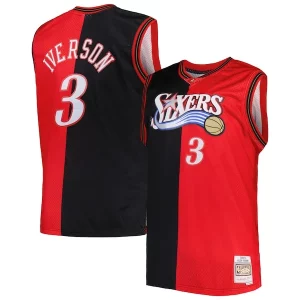 Sofisticato Versatile Allen Iverson Philadelphia 76ers Big & Tall Hardwood Classics 2000/01 Split Swingman Jersey Black/Red