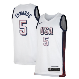 Splendido Anthony Edwards Unisex Nike Men's USA Basketball 2024 Swingman Player Jersey White