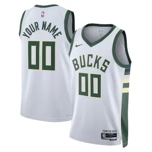 Splendido Attraente Milwaukee Bucks Nike Unisex Swingman Custom Jersey White Association Edition