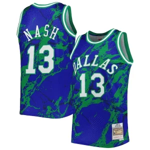Splendido Raffinato Steve Nash Dallas Mavericks 1998/99 Hardwood Classics Marble Swingman Jersey Blue