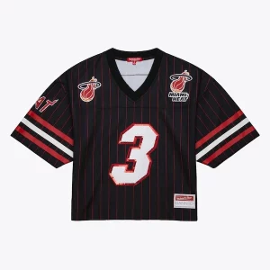 Stupendo Dwyane Wade Miami Heat x DANNIJO Women's Cropped Football Fashion Jersey Black