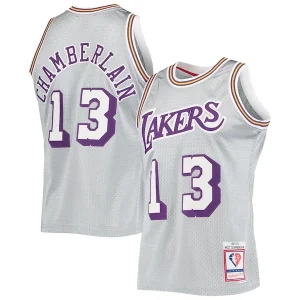 Stupendo Fantastico Wilt Chamberlain Los Angeles Lakers 75th Anniversary 1971/72 Hardwood Classics Swingman Jersey Silver