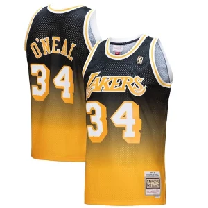 Stupendo Incantevole Shaquille O'Neal Los Angeles Lakers 1996/97 Hardwood Classics Fadeaway Swingman Player Jersey Gold/Black