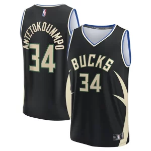 Trendy Giannis Antetokounmpo Milwaukee Bucks Fast Break Replica Player Jersey Statement Edition Black