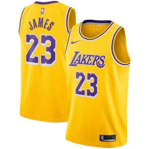 Trendy Lussuoso Robusto LeBron James Los Angeles Lakers Nike Swingman Player Jersey Gold Icon Edition