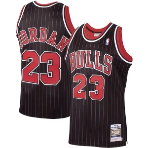 Trendy Michael Jordan Chicago Bulls 1995/96 Hardwood Classics Authentic Jersey Black/Scarlet/White