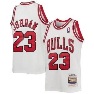 Trendy Ottimo Attraente Michael Jordan Chicago Bulls Youth 1997/98 Hardwood Classics Authentic Jersey White/Black/Red