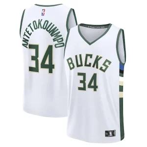 Trendy Versatile Giannis Antetokounmpo Milwaukee Bucks Fast Break Replica Player Jersey Association Edition White