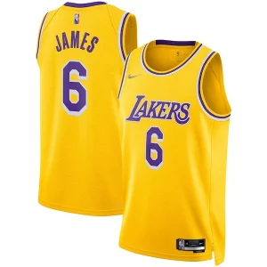 Versatile LeBron James Los Angeles Lakers Nike 2021/22 Diamond Swingman Jersey Icon Edition Gold