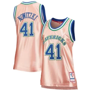 Versatile Ottimo Splendido Dirk Nowitzki Dallas Mavericks Women's 75th Anniversary Rose Gold 1998 Swingman Jersey Pink
