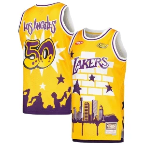 Versatile Pratico Los Angeles Lakers x Tats Cru Hardwood Classics Fashion Jersey Gold